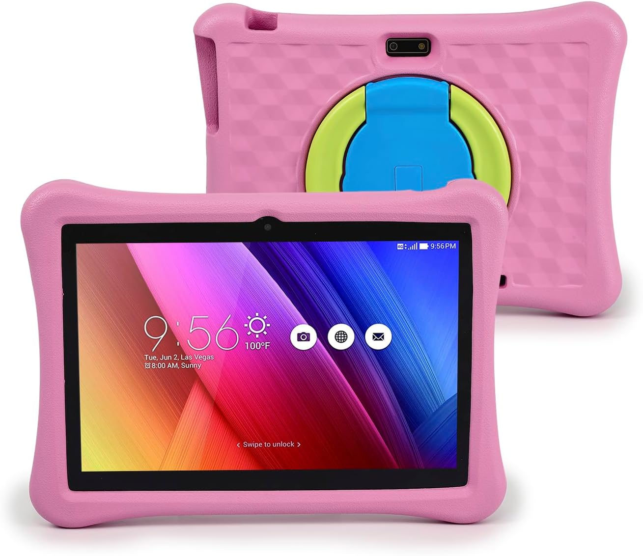 DAM Kids Wifi Tablet Android 12 Operating System with IWAWA 10'' Screen 1280x800px Allwinner A133 Arm Cortex™-A53 Quad-Core 1.7Ghz 4GB RAM + 64GB Dual Camera Case