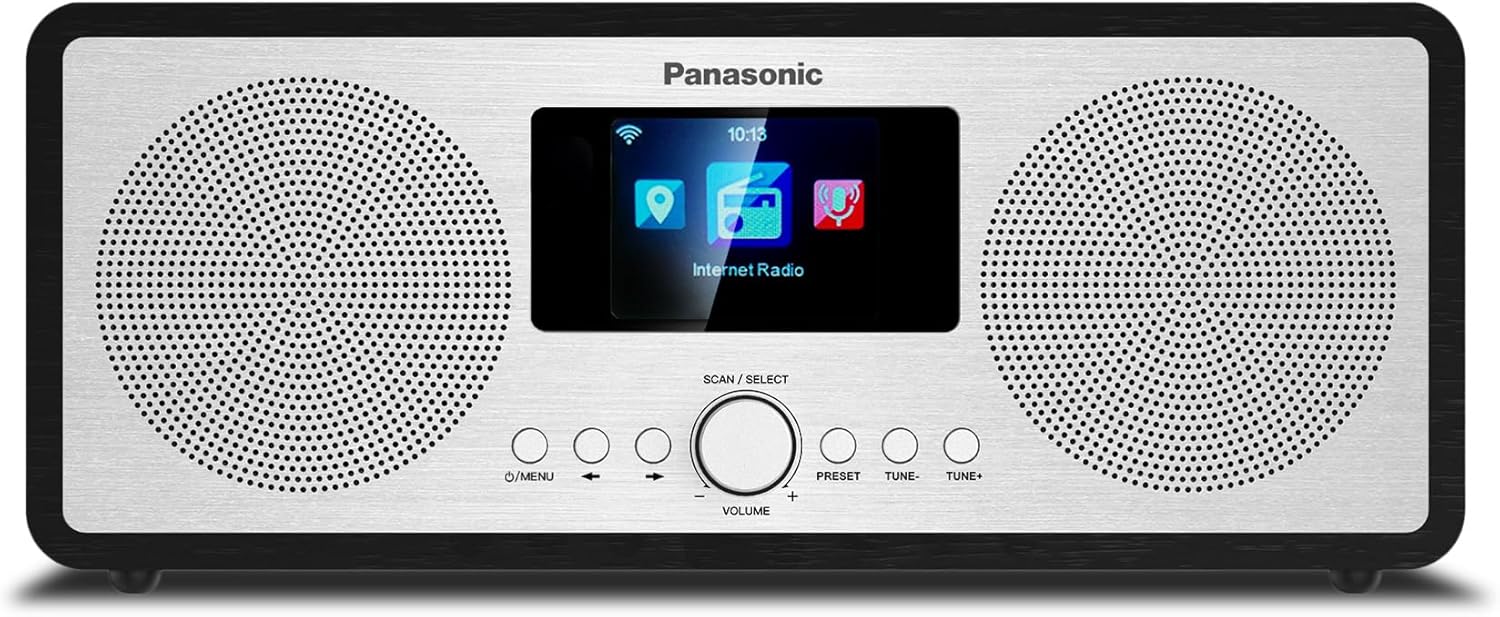 Panasonic RF-D40EG-K Internet Radio and DAB+/FM with Bluetooth, 6W, Speakers 7.5 cm, 2.4 inch TFT Color LCD, Alarm Clock and Sleep Timer, Remote Control, USB, Wi-Fi, Black