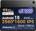 Tablet 11 Pollici Android 15, MediaTek Helio G100,(8+16)GB RAM +128GB ROM+1TB 8200mAh 2560x1600 IPS,Widevine L1/GPS/BT5.2/WIFI 5G /Face Unlock-2025(grey)