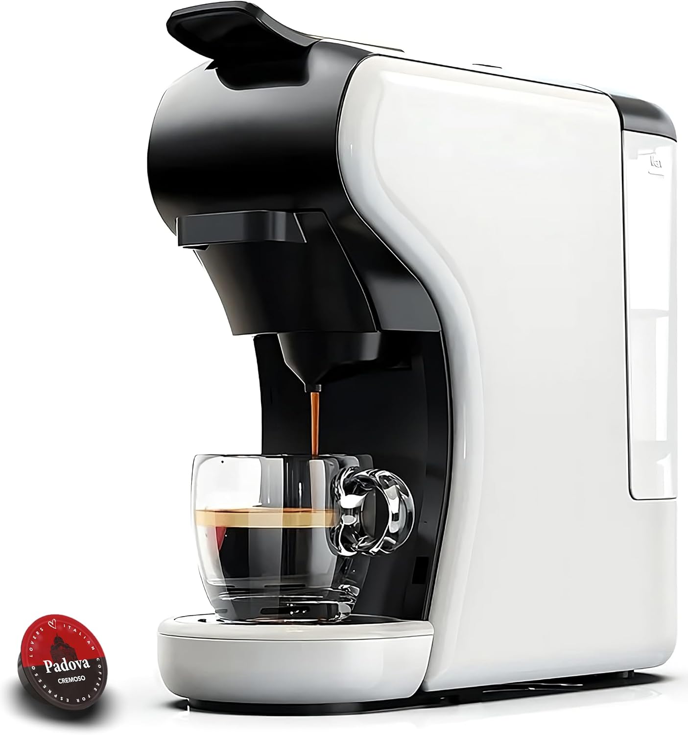 Macchina Caffè Multicapsule 7 in 1 - Macchina Caffè Cialde e Capsule Universale Compatibile con Nespresso, Dolce Gusto, Lavazza A Modo Mio, Lavazza Blue, Caffitaly e Caffè Macinato, 19 Bar(White)